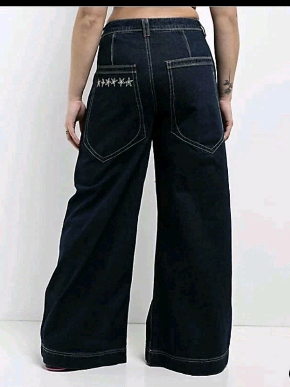 A.LAB Digital Turntable Dark Blue Raver Jeans Zumiez Size 14 Wide Leg Y2k NWT